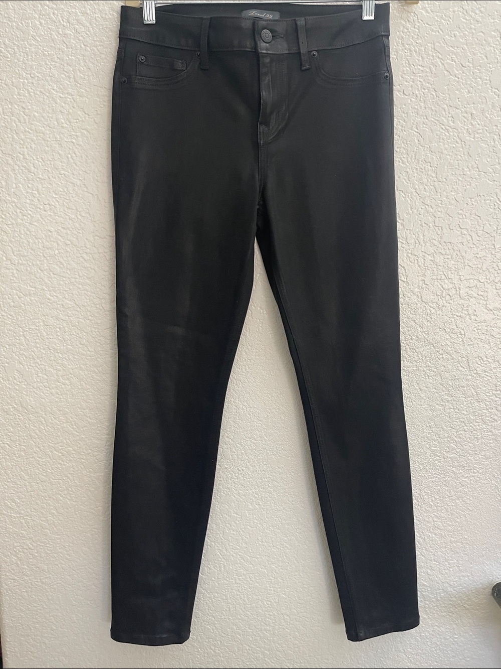 Level 99 Black Coated Skinny Jeans